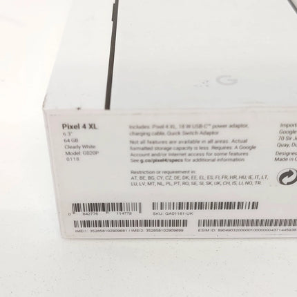 Google Pixel 4 XL G020P 64GB Clearly White Unlocked